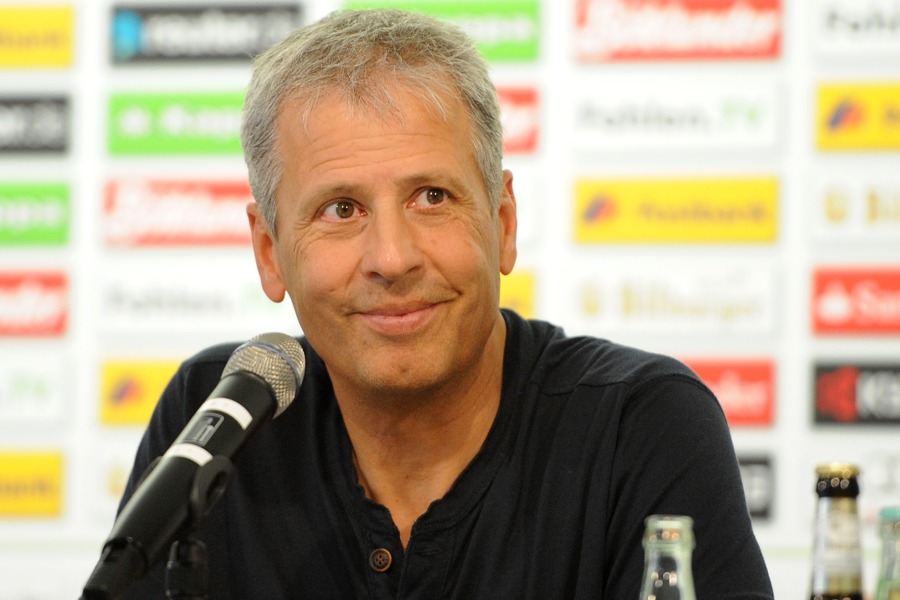 Lucien Favre bei der PK am Donnerstag (Foto: Norbert Jansen / Fohlenfoto)