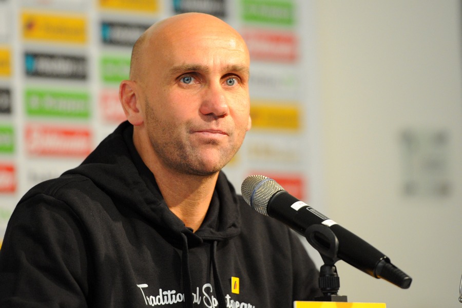 Andre Schubert auf der PK am Donnerstag (Foto: Norbert Jansen / Fohlenfoto)