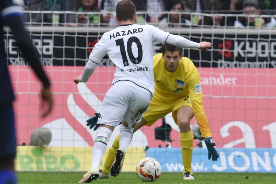 Das war der erste Streich von Thorgan Hazard (Foto: Team2 Sportphoto)